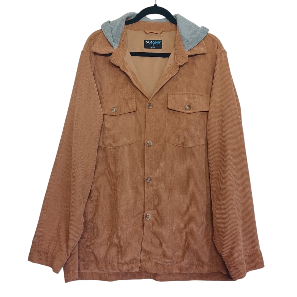 BLUE GEAR Lightweight Brown Corduroy Like Ribbed Button Front Brown Jacket XXL